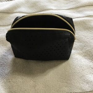Elegant Black Perforated Women's Makeup Bag